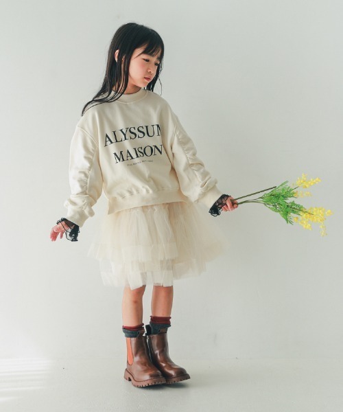 NHT(エヌエイチティー)の「NHT/エヌエイチティー ALYSSUM ギャザートレーナー(スウェット・キッズ・チャコールグレー/アイボリー/ブラック・160cm/150cm/140cm/130cm/120cm/110cm)」の5枚目の写真