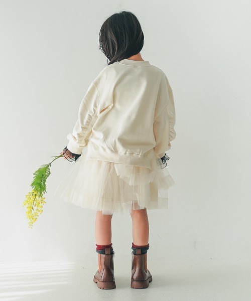 NHT(エヌエイチティー)の「NHT/エヌエイチティー ALYSSUM ギャザートレーナー(スウェット・キッズ・チャコールグレー/アイボリー/ブラック・160cm/150cm/140cm/130cm/120cm/110cm)」の6枚目の写真