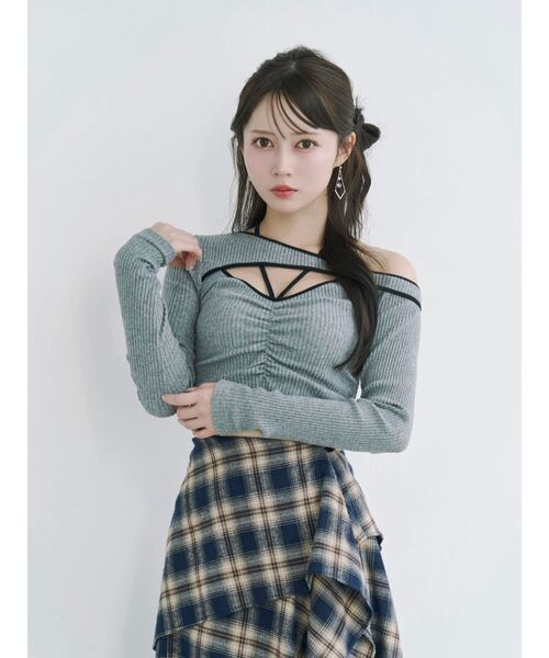 EATME（イートミー）の「ワンショルバイカラーリブTOP（Tシャツ/カットソー・レディース・ブラウン/グレー/アイボリー・FREE）」の17枚目の写真