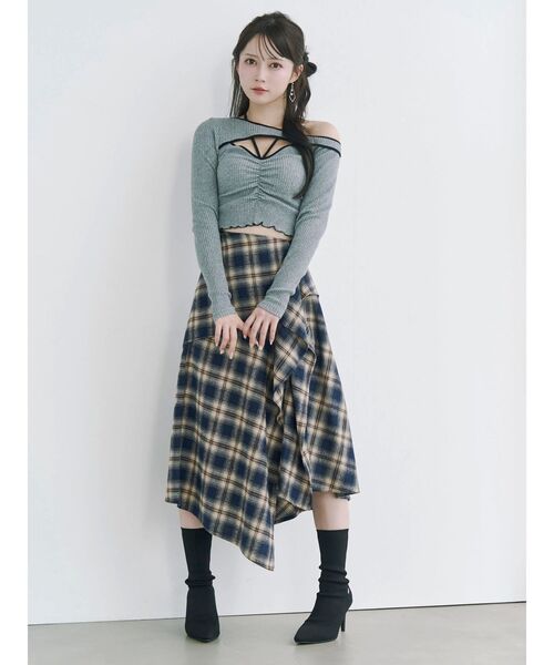 EATME（イートミー）の「ワンショルバイカラーリブTOP（Tシャツ/カットソー・レディース・ブラウン/グレー/アイボリー・FREE）」の18枚目の写真