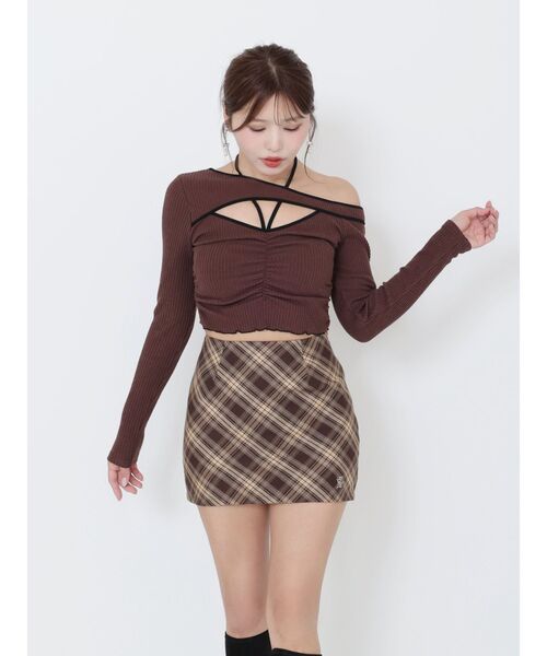 EATME（イートミー）の「ワンショルバイカラーリブTOP（Tシャツ/カットソー・レディース・ブラウン/グレー/アイボリー・FREE）」の21枚目の写真