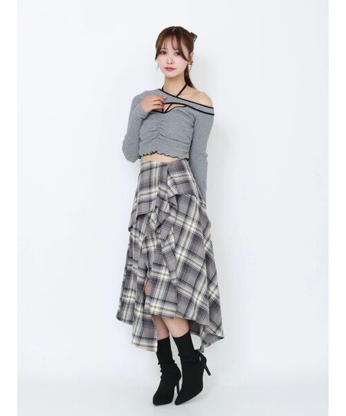 EATME（イートミー）の「ワンショルバイカラーリブTOP（Tシャツ/カットソー・レディース・ブラウン/グレー/アイボリー・FREE）」の5枚目の写真