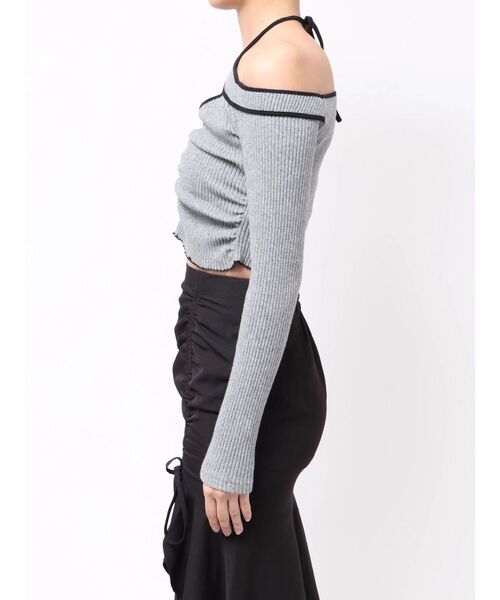 EATME（イートミー）の「ワンショルバイカラーリブTOP（Tシャツ/カットソー・レディース・ブラウン/グレー/アイボリー・FREE）」の11枚目の写真