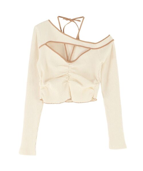 EATME（イートミー）の「ワンショルバイカラーリブTOP（Tシャツ/カットソー・レディース・ブラウン/グレー/アイボリー・FREE）」の21枚目の写真