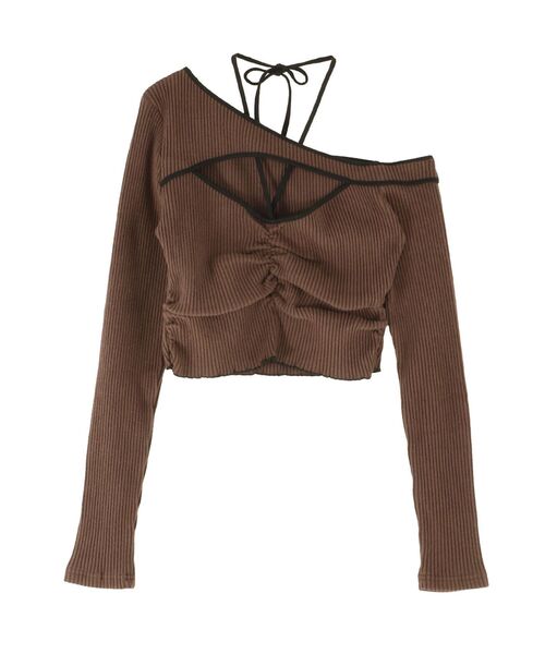 EATME（イートミー）の「ワンショルバイカラーリブTOP（Tシャツ/カットソー・レディース・ブラウン/グレー/アイボリー・FREE）」の22枚目の写真