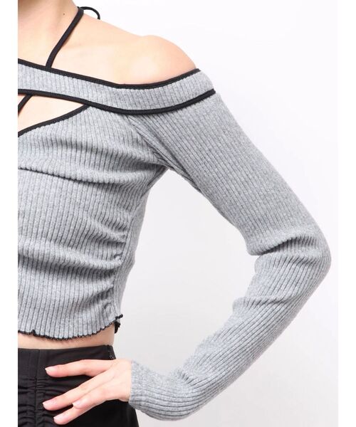 EATME（イートミー）の「ワンショルバイカラーリブTOP（Tシャツ/カットソー・レディース・ブラウン/グレー/アイボリー・FREE）」の14枚目の写真