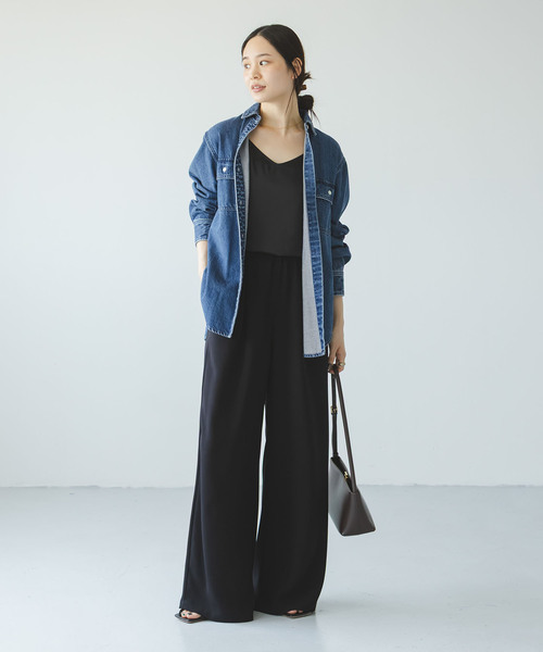 Noble(ノーブル)の「《追加》【洗える】ライトジョーゼットドレープパンツ(スラックス・レディース・ブラック/ベージュ/ブラウン・38/36)」の20枚目の写真