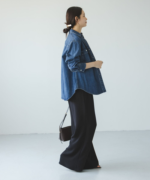 Noble(ノーブル)の「《追加》【洗える】ライトジョーゼットドレープパンツ(スラックス・レディース・ブラック/ベージュ/ブラウン・38/36)」の8枚目の写真