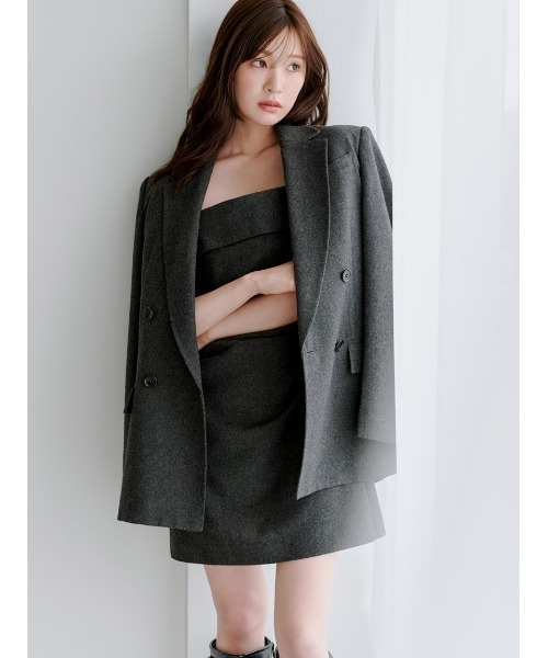 SNIDEL（スナイデル）の「オーバーサイズウールジャケット（テーラードジャケット・レディース・ブラウン/オリーブ/グレー・0/1）」の2枚目の写真