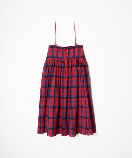 HOLIDAY（ホリデイ）の「CHECK VOLUME STRAP DRESS チェックボリュームストラップドレス（ワンピース・レディース・レッド・ONE SIZE）」の2枚目の写真