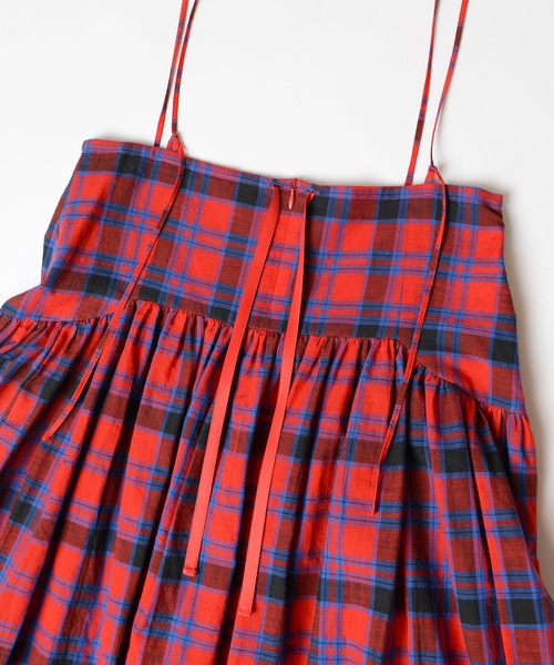 HOLIDAY（ホリデイ）の「CHECK VOLUME STRAP DRESS チェックボリュームストラップドレス（ワンピース・レディース・レッド・ONE SIZE）」の4枚目の写真