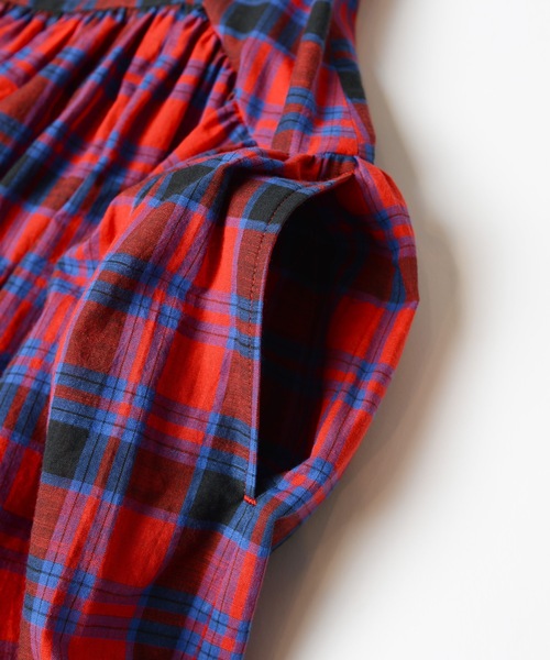 HOLIDAY（ホリデイ）の「CHECK VOLUME STRAP DRESS チェックボリュームストラップドレス（ワンピース・レディース・レッド・ONE SIZE）」の7枚目の写真