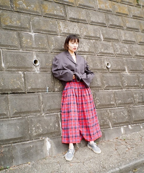 HOLIDAY（ホリデイ）の「CHECK VOLUME STRAP DRESS チェックボリュームストラップドレス（ワンピース・レディース・レッド・ONE SIZE）」の10枚目の写真