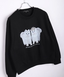 WESTSEA | アニマルフォトプリント フェルトワッペン刺繍 裏起毛トレーナー(スウェット)