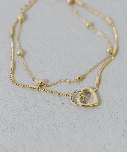 SMELLY（スメリー）の「ステンレスハートダブルチェーンブレスレット（ブレスレット・レディース・ゴールド・-）」の5枚目の写真