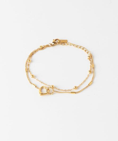 SMELLY（スメリー）の「ステンレスハートダブルチェーンブレスレット（ブレスレット・レディース・ゴールド・-）」の6枚目の写真