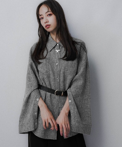 HARE（ハレ）の「アソート2WAYBIGシャツ(HARE)（シャツ/ブラウス・レディース・グレー/ブラック/ミント・FREE）」の2枚目の写真