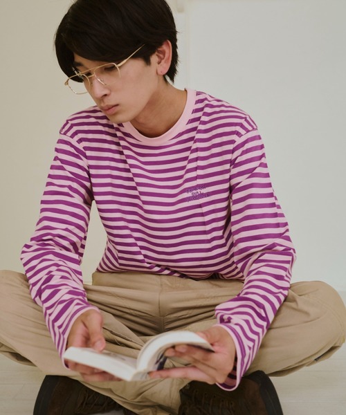 common gull products. 青虫ボーダー　パープル Lサイズ common gull products.（コモンガルプロダクツ）の「青虫
