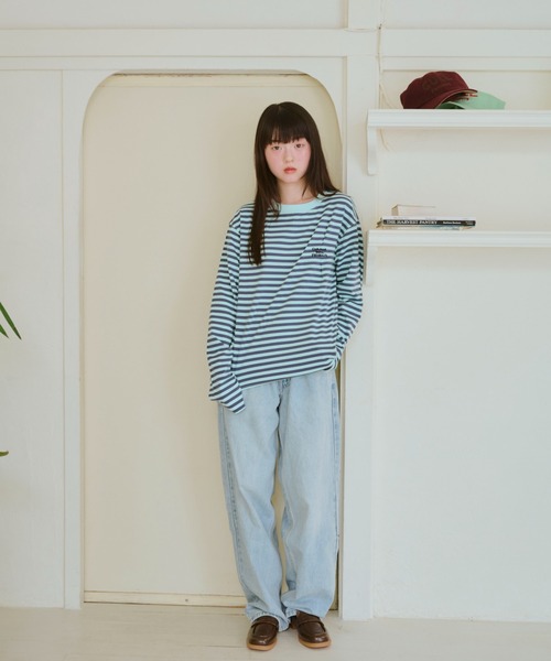 【common gull products】 青虫ボーダーT25fw ネイビーS common gull products 青虫ボーダーT common gull products. tシャツ