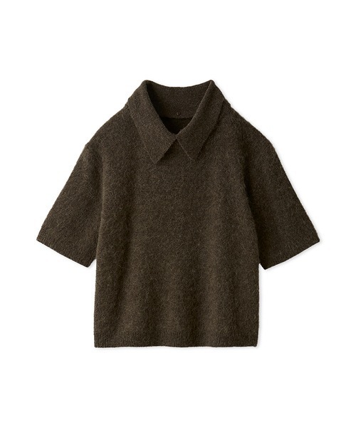 新品タグ付　クロップド丈モヘアニットトップス　茶色　Mila Owen ポロ衿クロップド丈モヘアニットトップス（ニット）｜Mila Owen