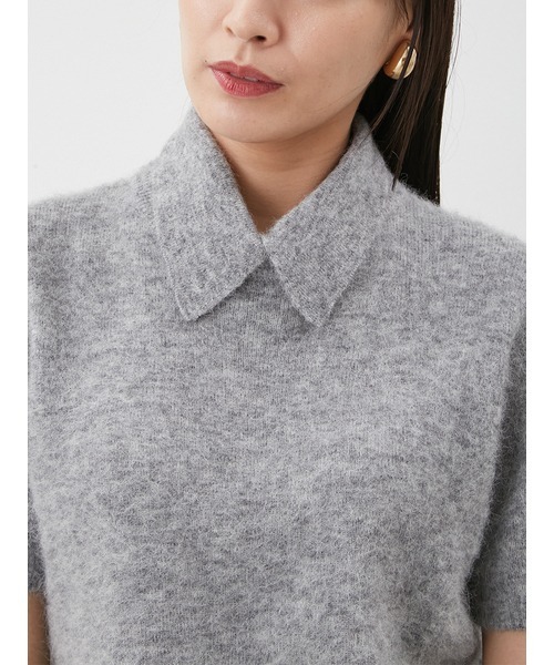 Mila Owen（ミラオーウェン）の「ポロ衿クロップド丈モヘアニット