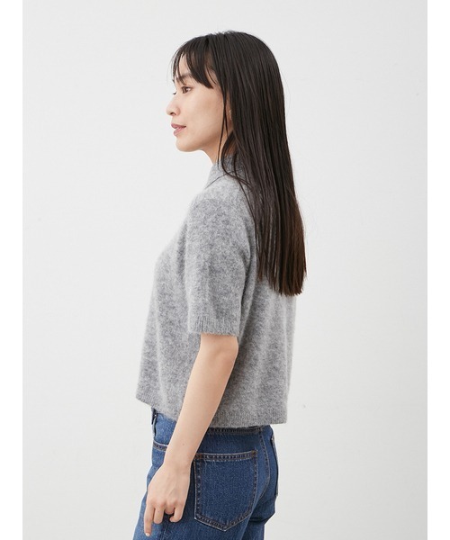 Mila Owen（ミラオーウェン）の「ポロ衿クロップド丈モヘアニットトップス（ニット/セーター・レディース・ブラウン/ホワイト/イエロー/ターコイズブルー/グレー・0/1）」の11枚目の写真
