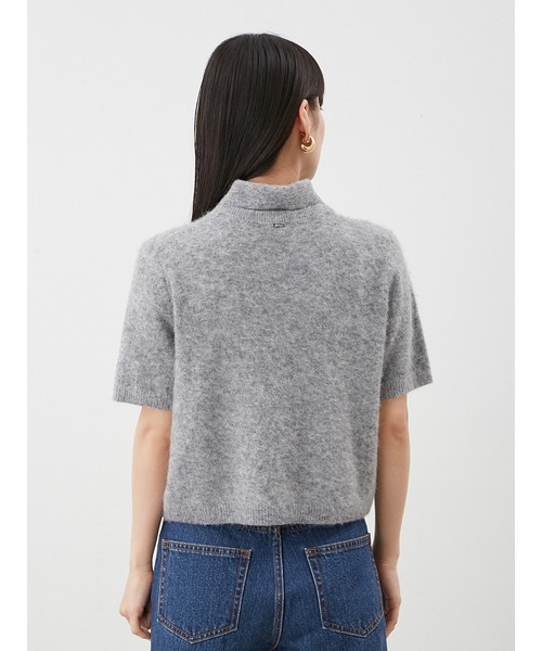 ポロ衿クロップド丈モヘアニットトップス（ニット/セーター）｜Mila