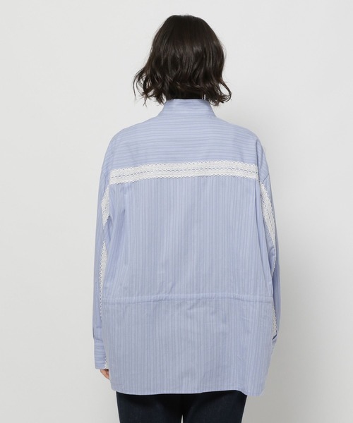 ANIECA ドロストストライプシャツ セール】ドロストストライプレースシャツ（シャツ/ブラウス