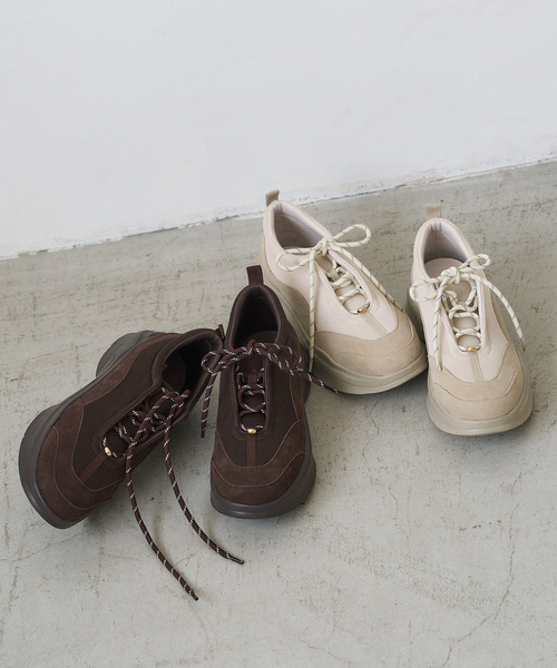 LE TALON(ルタロン)の「COHINA×LE TALON2WAYレースアップスニーカー(スニーカー・レディース・アイボリー/ブラウン・XX-SMALL/SMALL/MEDIUM/LARGE/X-LARGE)」の4枚目の写真