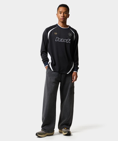 HUF / HUF LUX JERSEY/LS CREW/長袖Tシャツ/XL/ポリエステル/BLK LUX JERSEY LS CREW（Tシャツ/カットソー）｜HUF（ハフ）の