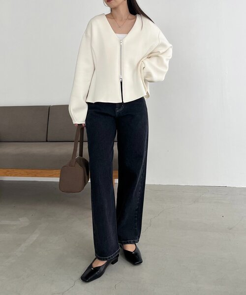 ペプラムジップカーディガン（カーディガン/ボレロ