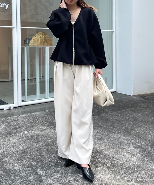 今期新作！即納【伸縮性◎】ペプラムジップカーディガンカプリシュレマージュ 今期新作！即納【伸縮性◎】ペプラムジップカーディガンカプリ