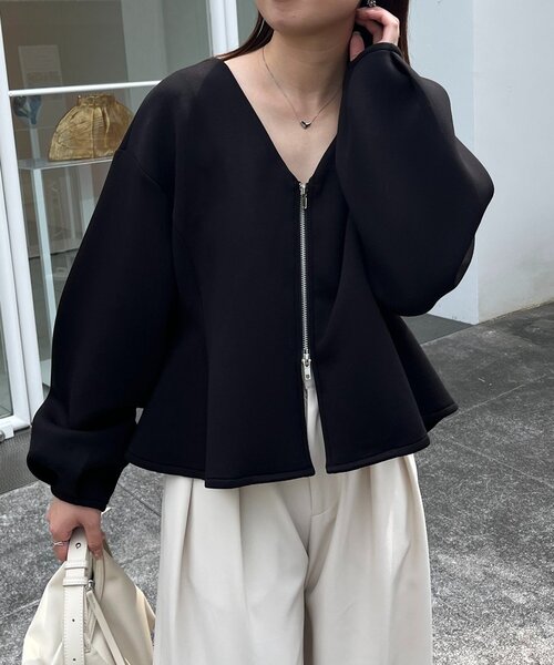 ペプラムジップカーディガン（カーディガン/ボレロ）｜CAPRICIEUX LE