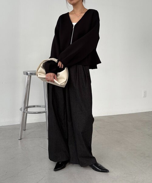 セール】ペプラムジップカーディガン（カーディガン/ボレロ