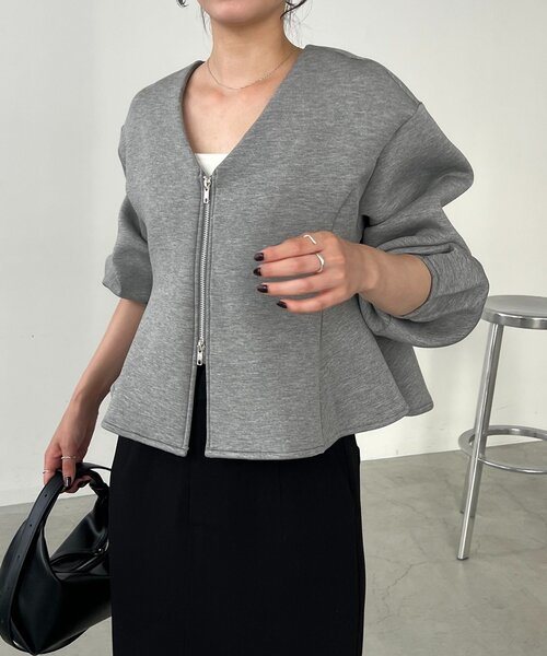 ペプラムジップカーディガン（カーディガン/ボレロ）｜CAPRICIEUX LE