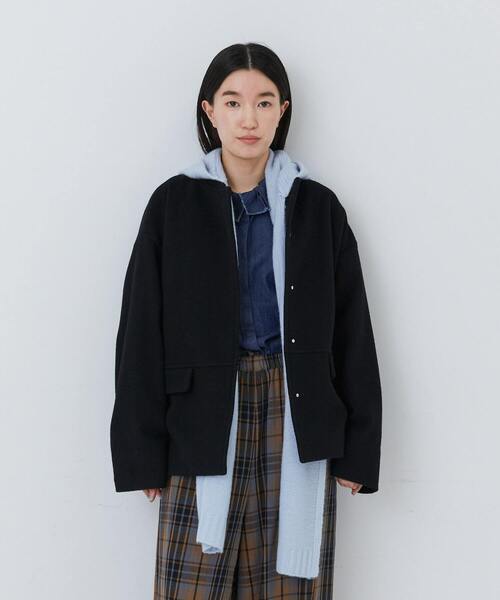 conges payes ADIEU TRISTESSE(コンジェ ペイエ アデュートリステス)の「ウール混フードマフラー(マフラー・レディース・サックスブルー/パープル/ブラウン・FREE)」の4枚目の写真