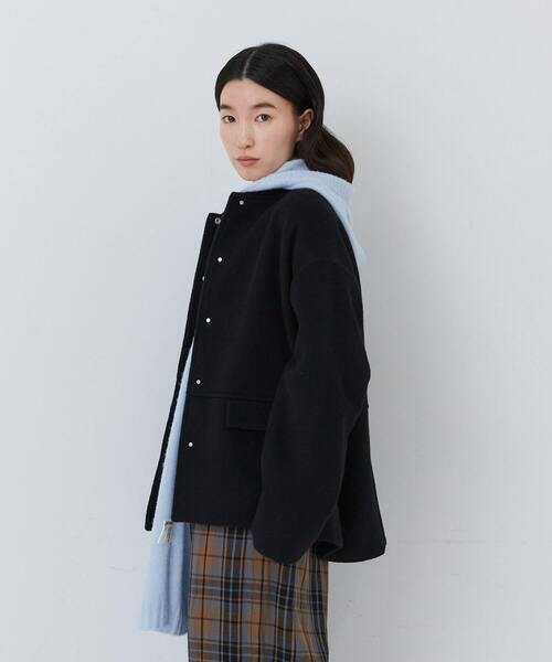 conges payes ADIEU TRISTESSE(コンジェ ペイエ アデュートリステス)の「ウール混フードマフラー(マフラー・レディース・サックスブルー/パープル/ブラウン・FREE)」の5枚目の写真