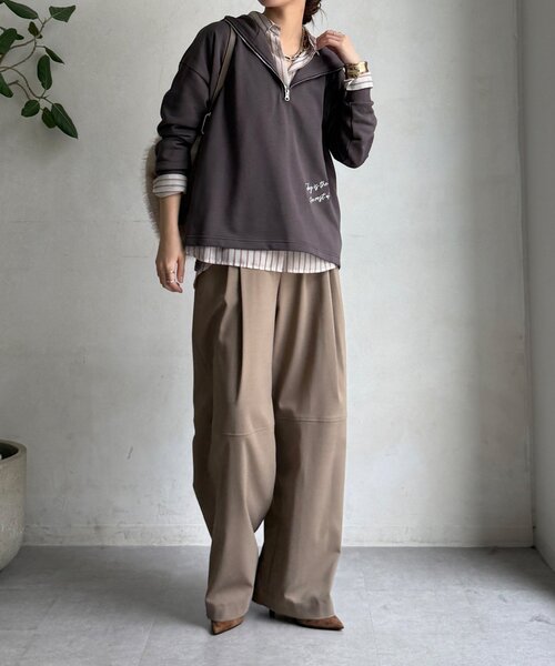 DouDou(ドゥドゥ)の「【WEB限定】グリッターロゴフーディー(Tシャツ/カットソー・レディース・チャコールグレー/ブルー/ライトグレー・FREE)」の16枚目の写真