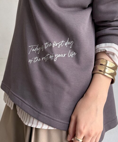 DouDou(ドゥドゥ)の「【WEB限定】グリッターロゴフーディー(Tシャツ/カットソー・レディース・チャコールグレー/ブルー/ライトグレー・FREE)」の22枚目の写真