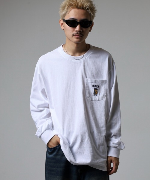 LUMBER(ランバー)の「刺繍&ワッペン ロングTシャツ(Tシャツ/カットソー・メンズ・ブラック/ホワイト系/ホワイト/ブラック系・M/L/XL)」の17枚目の写真