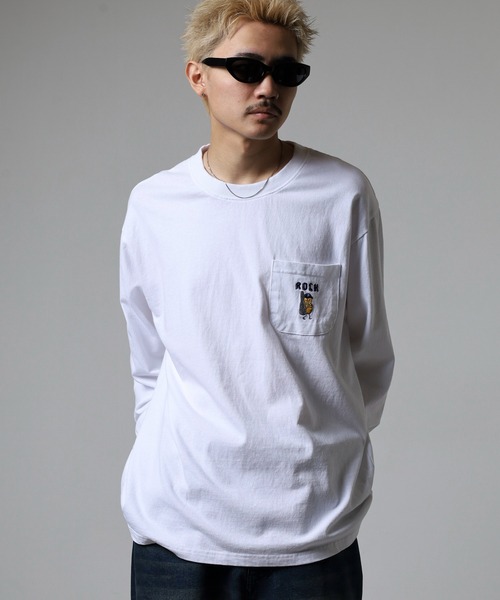 LUMBER(ランバー)の「刺繍&ワッペン ロングTシャツ(Tシャツ/カットソー・メンズ・ブラック/ホワイト系/ホワイト/ブラック系・M/L/XL)」の18枚目の写真