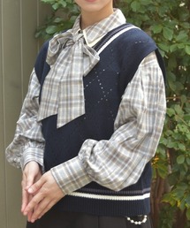 axes femme | ダイヤ柄チルデンニットベスト(ベスト)