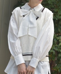 ダイヤ柄チルデンニットベスト