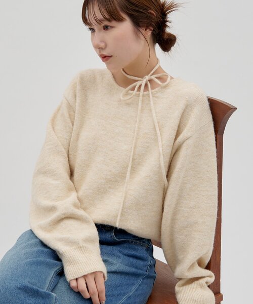 DISCOAT（ディスコート）の「【umm./アレンジ動画あり】チョーカープルオーバー（ニット/セーター・レディース・ミント/ネイビー/グレー/ブラウン/アイボリー・FREE）」の2枚目の写真