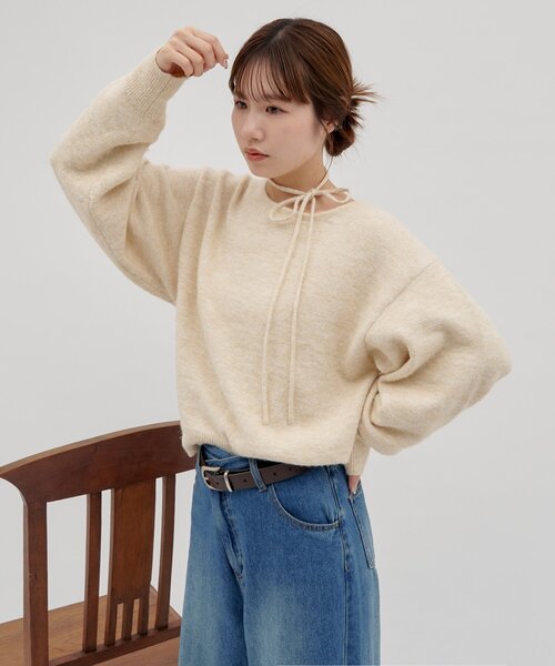 DISCOAT（ディスコート）の「【umm./アレンジ動画あり】チョーカープルオーバー（ニット/セーター・レディース・ミント/ネイビー/グレー/ブラウン/アイボリー・FREE）」の16枚目の写真