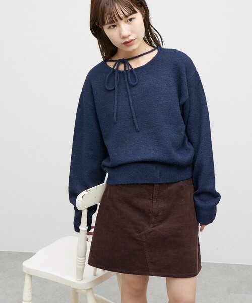 DISCOAT（ディスコート）の「【umm./アレンジ動画あり】チョーカープルオーバー（ニット/セーター・レディース・ミント/ネイビー/グレー/ブラウン/アイボリー・FREE）」の14枚目の写真