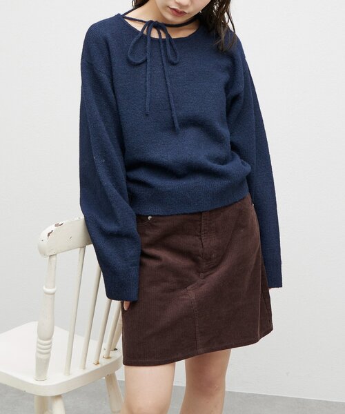 DISCOAT（ディスコート）の「【umm./アレンジ動画あり】チョーカープルオーバー（ニット/セーター・レディース・ミント/ネイビー/グレー/ブラウン/アイボリー・FREE）」の11枚目の写真