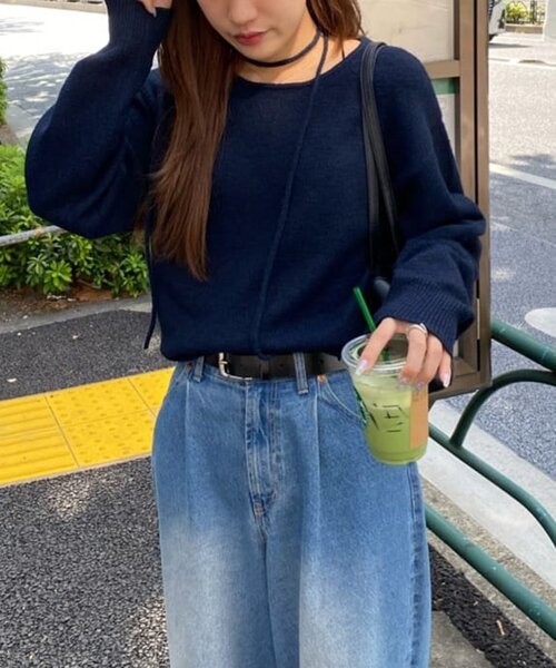 DISCOAT（ディスコート）の「【umm./アレンジ動画あり】チョーカープルオーバー（ニット/セーター・レディース・ミント/ネイビー/グレー/ブラウン/アイボリー・FREE）」の8枚目の写真