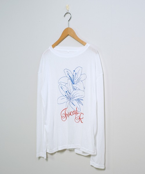 shopnikoniko(ショップニコニコ)の「フラワープリント シアーオーバートップス(Tシャツ/カットソー・レディース・ホワイト・フリー)」の6枚目の写真
