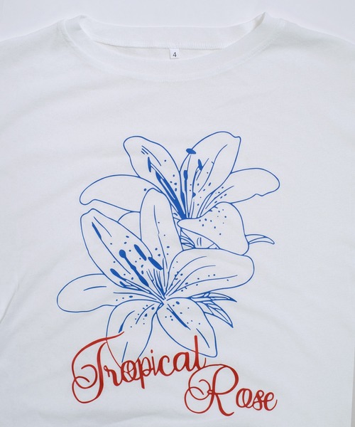 shopnikoniko(ショップニコニコ)の「フラワープリント シアーオーバートップス(Tシャツ/カットソー・レディース・ホワイト・フリー)」の8枚目の写真